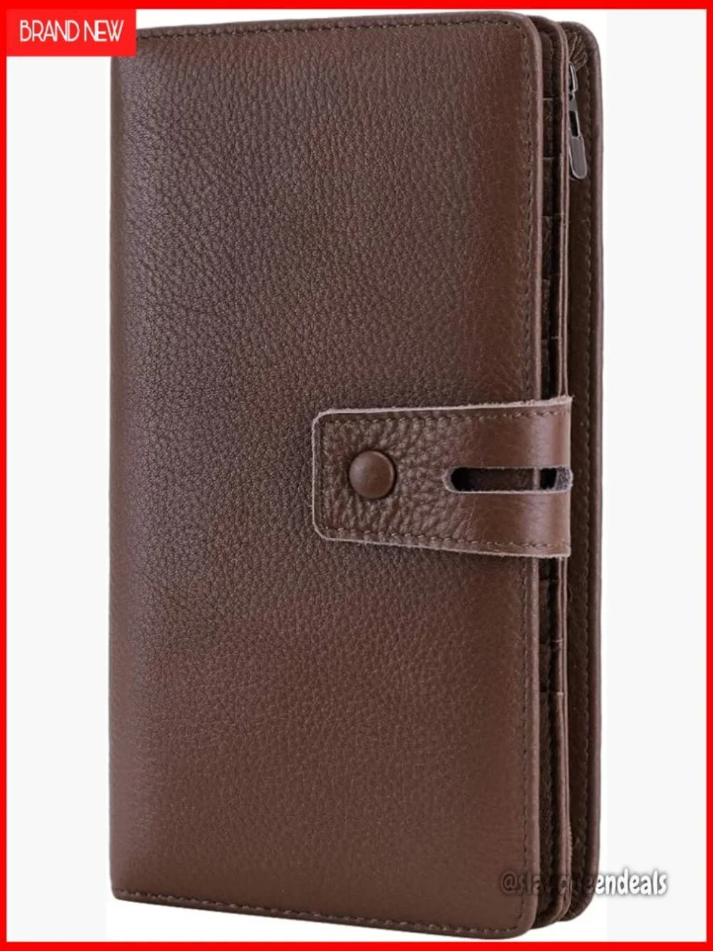 Large Capacity RFID Blocking Leather Wallet with Checkbook Holder